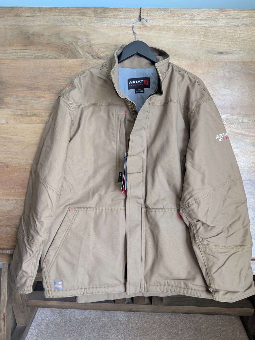 NWT Ariat FR Workhorse Insulated Canvas Jacket Men L Field Khaki Zipper 10024029